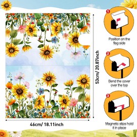 Pickmesh Spring Mailbox Covers Magnetic Standard Size 18 x 21 Inch Flowers Mailbox Wrap Rustic Floral Post Letter Box Cover Wrap Decoration for Garden Yard Outdoor(Watercolor)