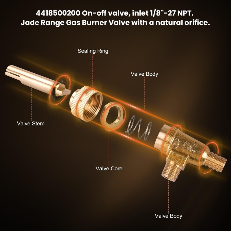 4418500200 Gas Burner Valve Jade Range Gas Valve 1/8" Mpt