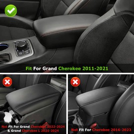INTGET Car Center Console Armrest Cover for 2011-2020 2021 Jeep Grand Cherokee Accessories Arm Rest Box Pad Console Lid Protection Saver for Grand Cherokee Console Cover(Carbon Fiber Texture)