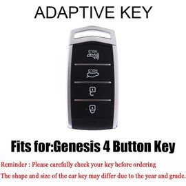 TECART Key Case Fit for Genesis G70 G80 Soft TPU Key Fob Cover Keychain Key Shell Box Accessories Protector 4 Button Black