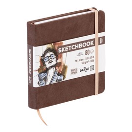 Clairefontaine Sketchbook Darwi For You Brown 14x14cm White Color Paper 140g/m2 80 Sheets PU Leather Hard Cover Rubber Band Clairefontaine cf80014140006