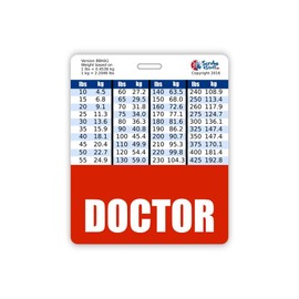 Doctor Badge Buddy Horizontal w/Height & Weight Conversion Charts (Oversized, Red)