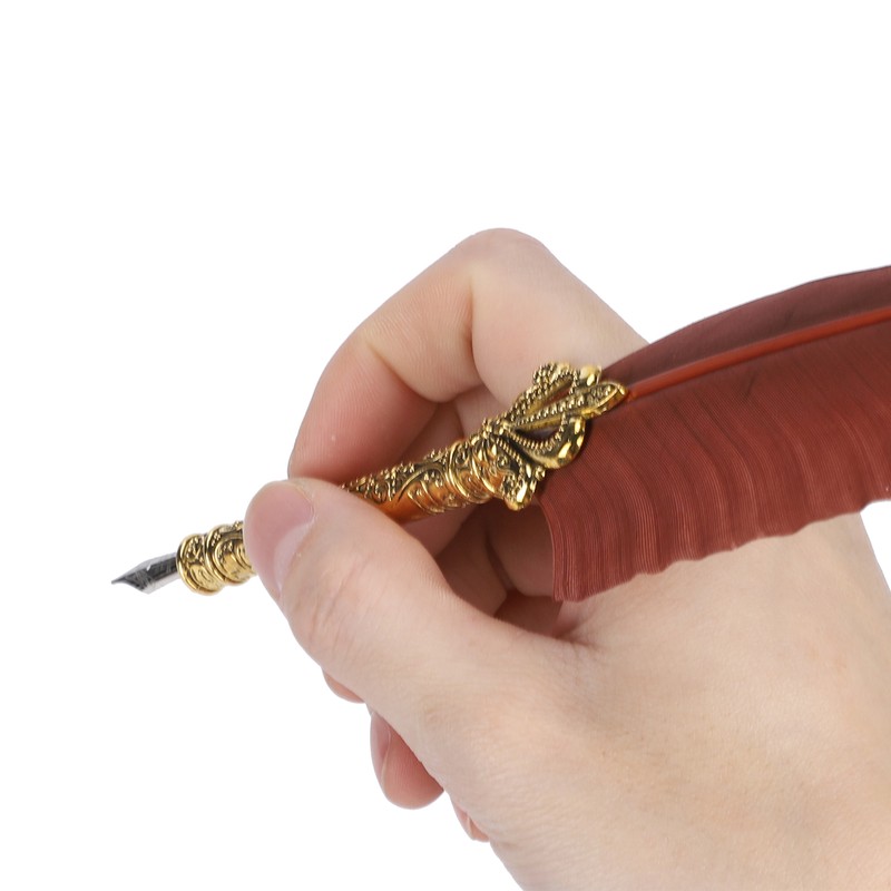 Quill Pen Set Feather Writing Drawing Dip Pen Students Teacher