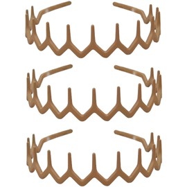 Zoolinn 3 Pcs Unisex Zig Zag Headbands, Non-Slip Wavy Hair Band with Teeth, Classic Khaki Hair Accessories