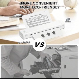 Phomemo M08F Portable Wireless Bluetooth A4 Thermal Printer Inkless (White)