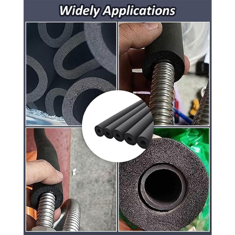 Pipe Insulation Foam Tube 1-1/8" ID*3/8" Foam Tubing Black Pipe