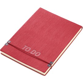Troika Notepad DIN A5 with "To Do" embossing on the cover, elastic cord closure, made of faux leather, matt red