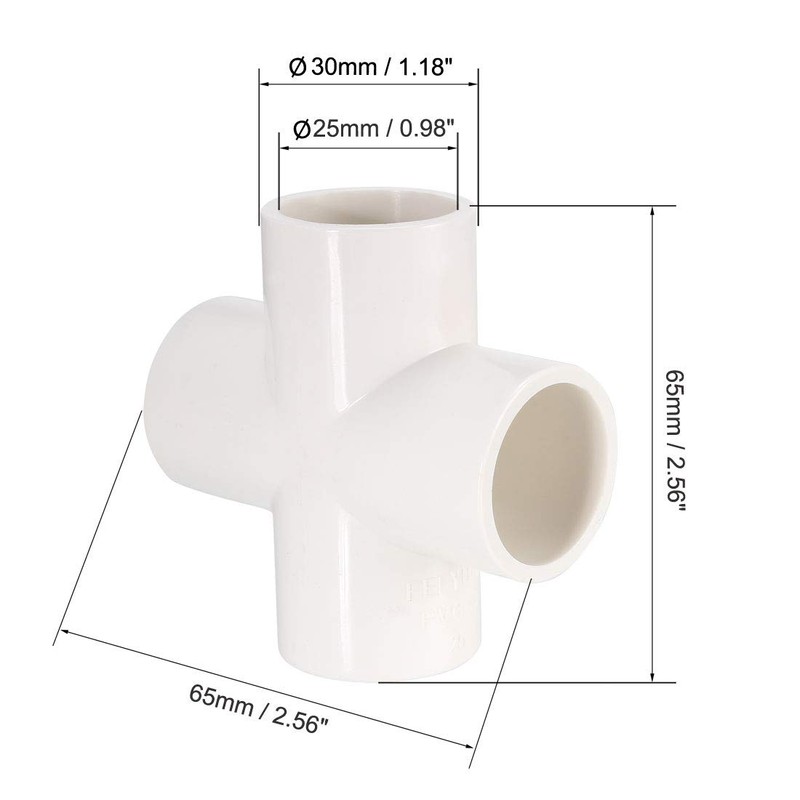 sourcing map PVC Pipe Fitting 4 Way Cross Schedule 40