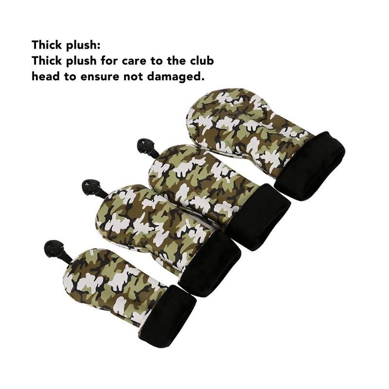4Pcs Golf Club Head Cover PU Thick Plush Wear Resistant