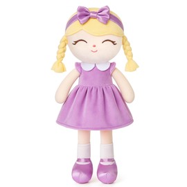 Jumbrace Soft Baby Doll Toys (16'') Baby Rag Doll for Girls Birthday Gift Christmas Plush Toys Gift for Toddler Kids (Purple)
