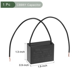 YOKIVE Ceiling Fan Capacitor CBB61, Metallized Polypropylene Film Capacitor Great for Fans Pumps Motors Running (15uF 250V AC 2 Wires 50/60Hz)