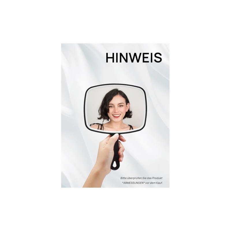 OMIRO Handspiegel, schwarzer Handspiegel mit Griff, quadratisch, L