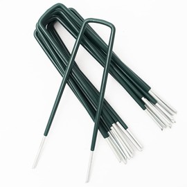 Tent Pegs Metal Half Green Dipped 10 Pack of 6" Garden Peg - Heavy Duty Galvanised Steel Pins for Camping, Securing Fake Artificial Grass,Astro Turf, Weed Membrane and Garden Netting Ground Sheets