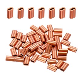 sourcing map Copper Duplex Oval Crimping Sleeve 1/16"(1.5mm) Cable Ferrule Crimping Loop Sleeve for Wire Rope Cable Fishing Line, Pack of 100