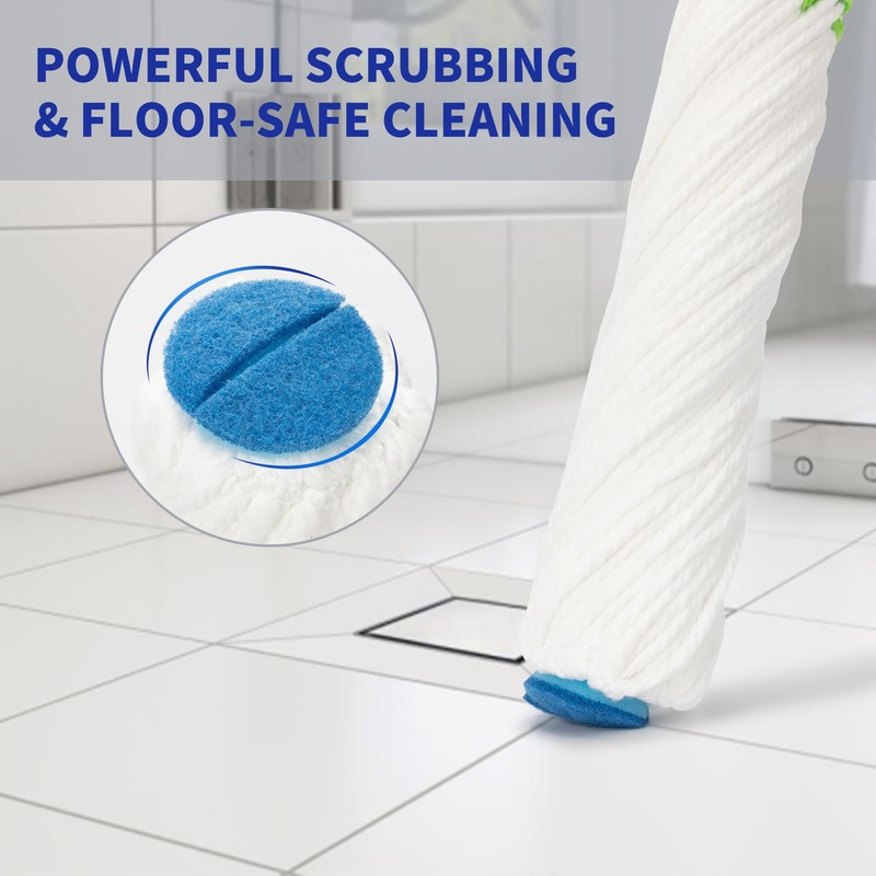 BOOMJOY Twist Mop with Self-Wringing System for Floor Cleaning, Scouring