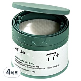 Anua Houttuynia cordata 77 Clear Pad 70p + ​​10p set, 80 sheets, 4 sets / 아누아 어성초 77 클리어 패드 70p + 10p 세트, 80매입, 4세트
