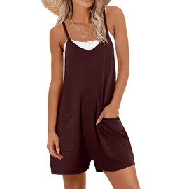 ANRABESS Womens Rompers Summer Casual Loose Sleeveless Overalls Spaghetti Strap Shorts Jumpsuit 2025 Beach Vacation Outfits X-Small