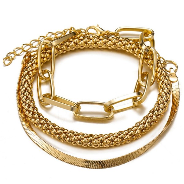 Gold Chain Bracelet for Women Chunky Stackable Cuban Link Bracelet