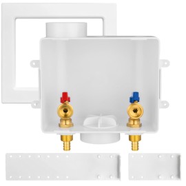 HeSun Washing Machine Outlet Box, 1/2 Inch Crimp Pex Inlet x 3/4 Inch MHT Outlet Connection, Pex Washer Laundry Box with Center Drain