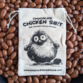 CHICKEN Poop Candy - Chocolate Chicken Poop (Milk Chocolate Covered Almonds) in Vintage Cotton Bag