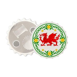 Wales Dragon Magnetic Bottle Cap Opener Fridge Magnet Welsh Daffodil