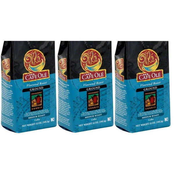 HEB Cafe Ole Ground Coffee 12oz Bag (Pack of 3) (Snickernut Cookie)