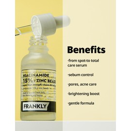 FRANKLY Niacinamide 15% & Zinc Beads Serum: Oil Control, acne-care, even skin texture & glow | Vegan & Cruelty-free, 1.01 fl.oz