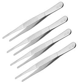 QLXHBOT Fine Tongs Tweezers Bar Tongs, Stainless Steel Food Tweezers with Precision Serrated Tips for Cooking, Repairing, Beauty and Sea Food (12 Inch 4Pcs)