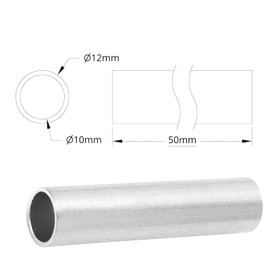 10Pcs Round Aluminum Tubes, 10mm ID x 12mm OD, 50mm/2in Long (50 x 12 x 10 mm)