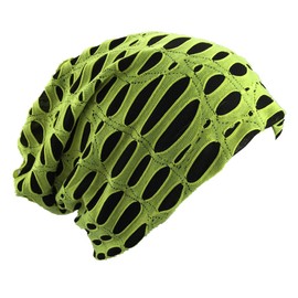 Miobo Slouch Beanie Hat, Destroyed Vintage Look, One Size, light green, Unit size