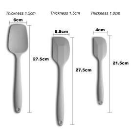 Silicone Spatula 3-piece Set, Ergonomic Handle High Heat-Resistant Spatulas, Non-stick Rubber Spatulas with Stainless Steel Core, Light Grey