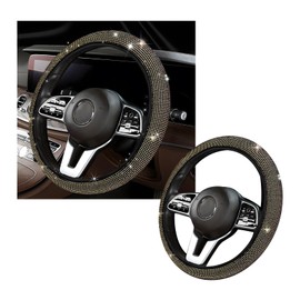 Kewucn Bling Steering Wheel Cover, Crystal Diamond Steering Wheel Protector for Women Girls, 14-15 Inch Sparkling Rhinestone Decor Accessories, Universal Fit for Most Cars, SUVs, Vans (Champagne)