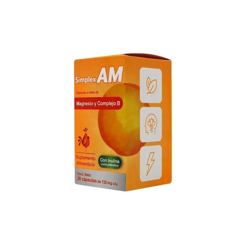 Suplemento Nutricional Magnesio Glicinato y Complejo B 30 Cápsulas Simplex