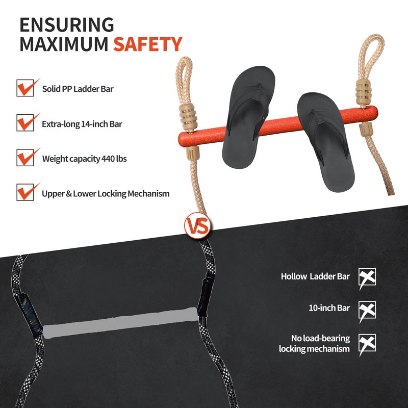 ProSSS 4 Step Boat Rope Ladder, Heavy Duty Climbing Rope,