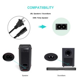 [UL Listed] AC Power Cord Charger Compatible with JBL Xtreme (Extreme) / JBL PartyBox 100 110 200 300 310 710 1000 On-The-Go Speaker, JBL Soundbar, 8 ft Power Cable Replacement