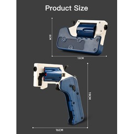 Revolver Style Fidget Soft Bullet Guns Toy 5 Series Starts, Anti-Stress Toy + 36 Soft Cartridges Foldable Safe Large Range, Anti-Stress Toy, Portable Creative (Blue)