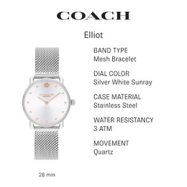 Coach Elliot Women's Watch, Elegant and Sophisticated Style Combined, Premium Quality Timepiece for Everyday Wear, Water Resistant, (Model 14504221)