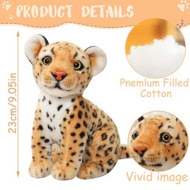 ZPSOSPZ Leopard Plush Doll, Leopard Plush Doll for Kids, Leopard Animal Plush Doll, Sofa Home Decoration Lunch Break Pillow for Kids to Cuddle and Play, 23 cm