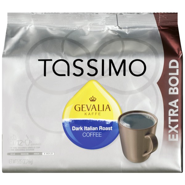 Tassimo Gevalia Dark Italian Roast Extra Bold Roast Coffee T-Discs for Tassimo Single Cup Home Brewing Systems (12 ct Pack)