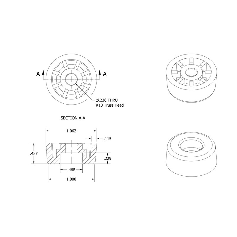 4 Super Soft Round Rubber Feet Bumpers .437 Inch H