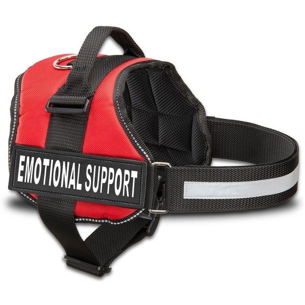 Emotional Support Dog Vest Harness with Reflective Straps, Interchangeable Patches, & Top Handle - ESA Dog Vest in 8 Sizes - Heavy Duty Emotional Support Dog Harness for Working Dogs (Red, Small)