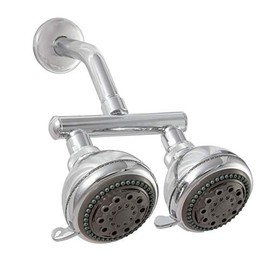Zoe Industries Neptune Dual Shower Heads - Chrome, 6 Settings, Dual Headed, Solid Brass Manifold