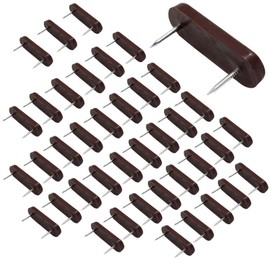 Unlorspy 60Pcs Plastic Head Double Pins Furniture Chair Leg Pins in Brown Bed Skirt Holding Pins for Bedskirts and Slipcovers (Brown)