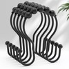 AmazerBath 12Pcs Black Metal Double Shower Hooks, Shower Curtain Rings,