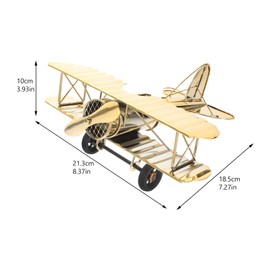 Zerodeko Hang Retro Airplane Aircraft Model, Metal Vintage Airplane Toy Gold Vintage Airplane Decor Home Office Ornament for Photo Prop