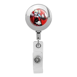 Harley Quinn Character Retractable Reel Premium Metal Chrome Badge ID Card Holder Clip