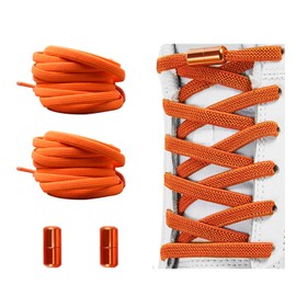 Alegrianan No Tie Shoelaces, Elastic Shoelaces for Adults/Kids，Elastic No Tie Shoe Laces, Orange, X-Large