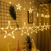Quntis 138LEDs 12 Star Curtain Lights, Connectable 6.5ft Christmas Curtain