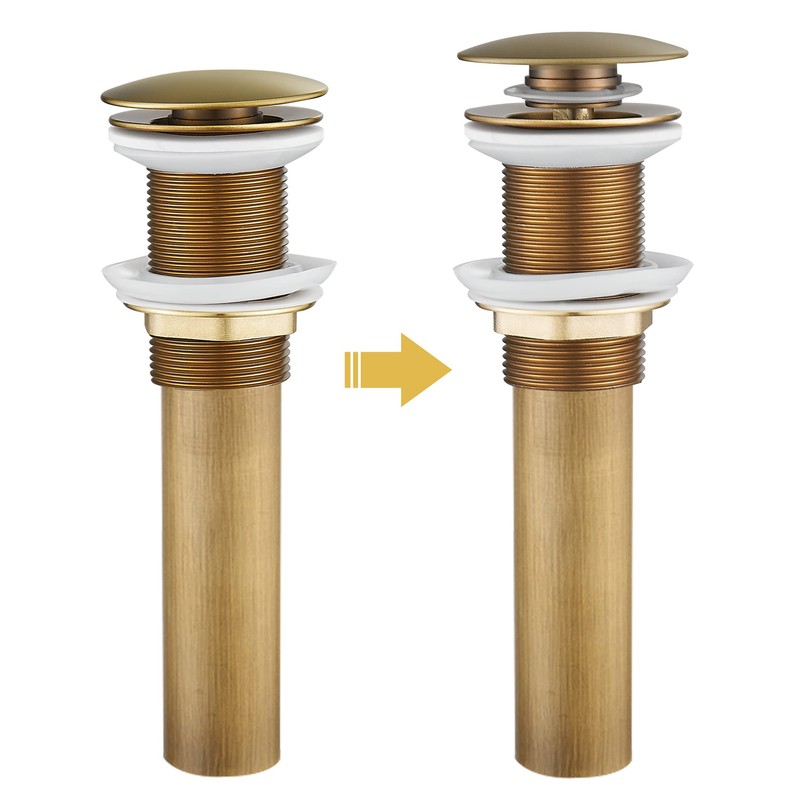 WOMAO Retro Sink Drain Fitting, Antique Brass Pop-Up Drain Valve