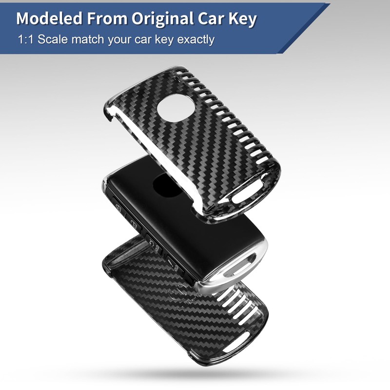 T-carbon Key Fob Cover Compatible with Mazda with Keychain,Carbon Fiber